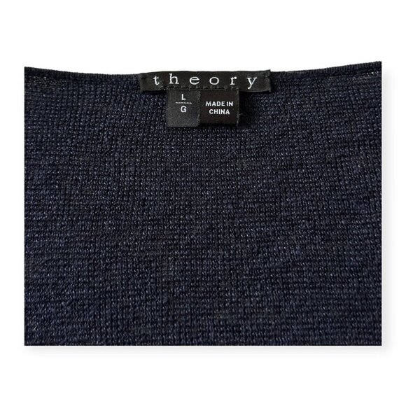 Theory Larlissa Sag Harbor Blue Linen Blend V neck Sweater, Size L - Picture 10 of 13